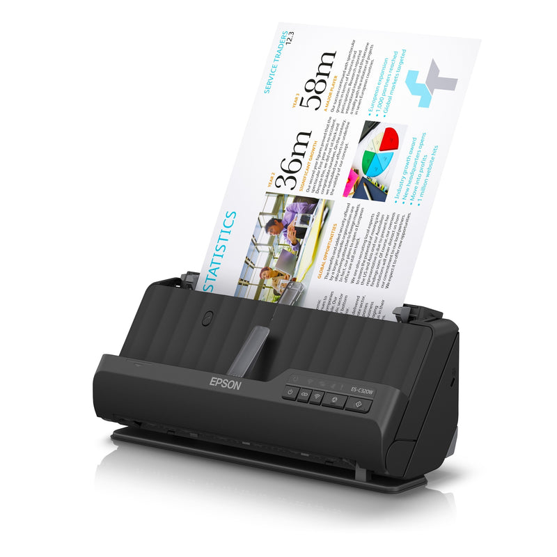 Afbeelding laden in galerijviewer, Epson es-c320w compacte a4-documentscanner met wi-fi-connectiviteit en u-traject (zwart, a4, a5, a6, b5)
