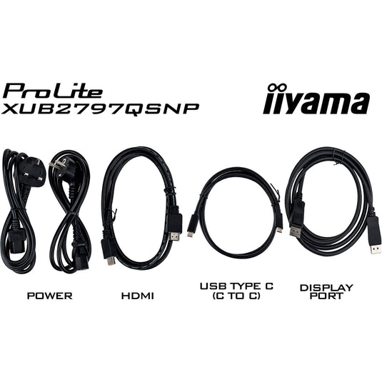 Iiyama prolite xub2797qsnp-b1 27 monitor (zwart (mat), hdmi, displayport, 3x usb-a, 3x usb-c, rj-45)