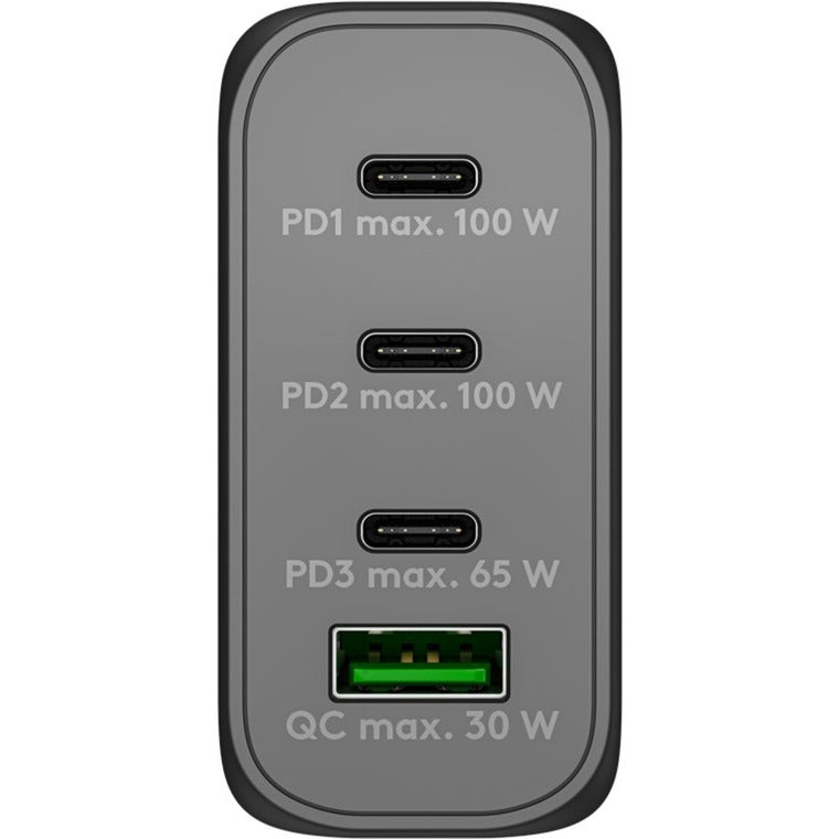 Afbeelding laden in galerijviewer, Goobay 100w gan usb-c pd multiport snellader (zwart, 3x usb-c, 1x usb-a)
