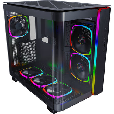 Montech king 95 pro midi tower behuizing (zwart | 2x usb-a | 1x usb-c | rgb | tempered glass)