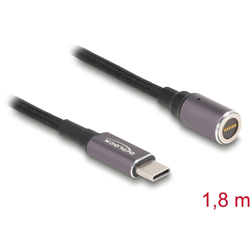 Afbeelding laden in galerijviewer, Delock laptop charging cable usb type-c male to magnetic 8 pin connector 1.8 m kabel (antraciet zwart)
