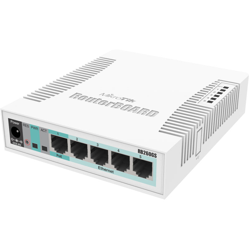Afbeelding laden in galerijviewer, Mikrotik rb260gs smart switch (css106-5g-1s) (wit, poe, sfp)

