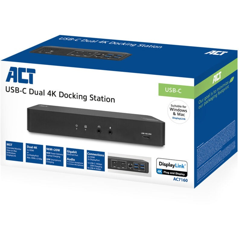 Afbeelding laden in galerijviewer, Act connectivity usb-c dockingstation 4k display link (zwart)
