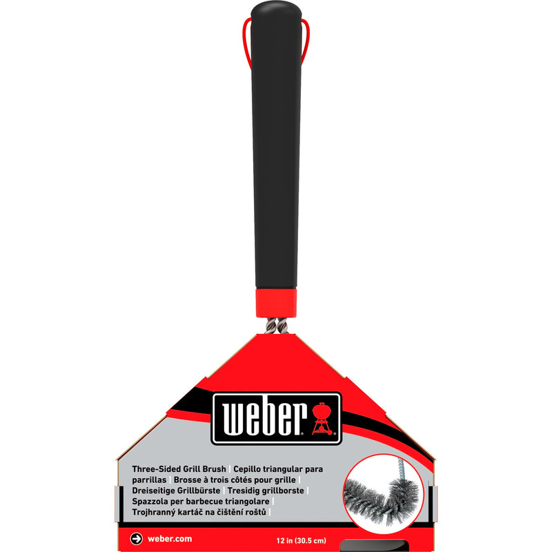 Afbeelding laden in galerijviewer, Weber driezijdige reinigingsborstel grillreinigingsborstel (zwart rood, 30 cm)
