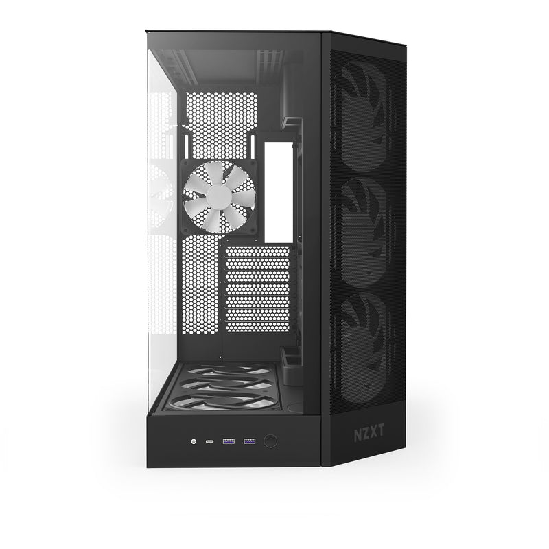 Afbeelding laden in galerijviewer, Nzxt h9 flow rgb+ midi tower behuizing (zwart (mat) | 2x usb-a | 1x usb-c | rgb | tempered glass)
