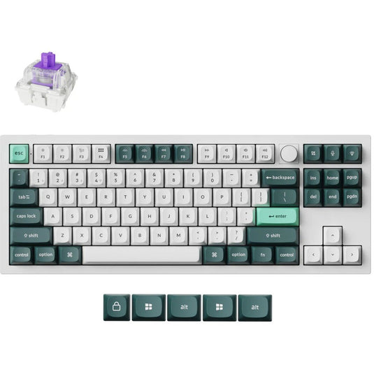 Keychron q3 he qmk-p1 rgb mechanisch toetsenbord (wit, us lay-out (qwerty), gateron double-rail magnetic nebula, 80% (tkl), rgb leds, osa double-shot pbt, hot swap, knob, 2.4ghz | bluetooth 5.1 | usb-c)