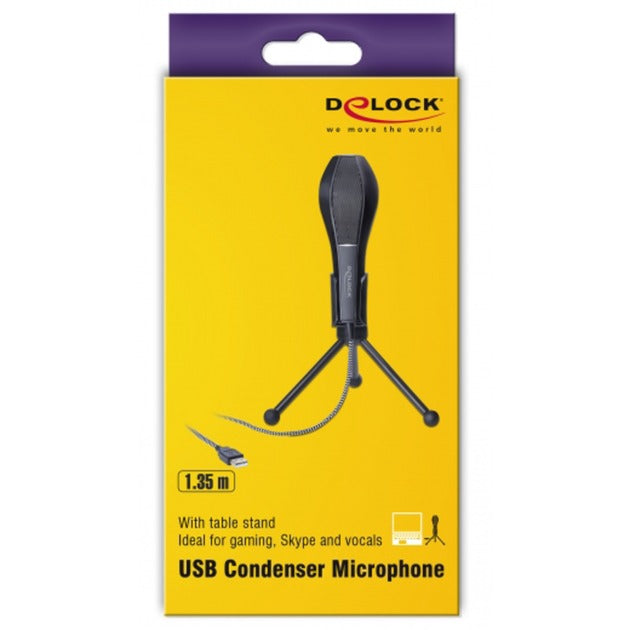 Afbeelding laden in galerijviewer, Delock usb condenser microfoon (zwart, met tafel standaard)
