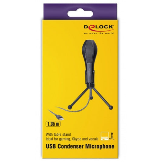 Delock usb condenser microfoon (zwart, met tafel standaard)