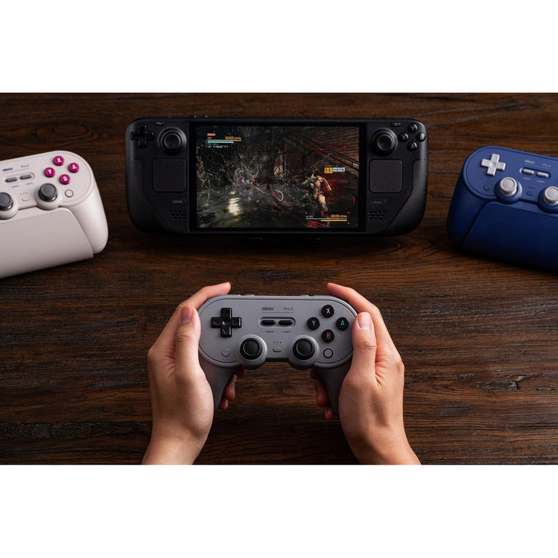 Afbeelding laden in galerijviewer, 8bitdo pro 3 bluetooth gamepad (grijs zwart, switch 1 2, pc, android, 2.4 ghz bluetooth usb)
