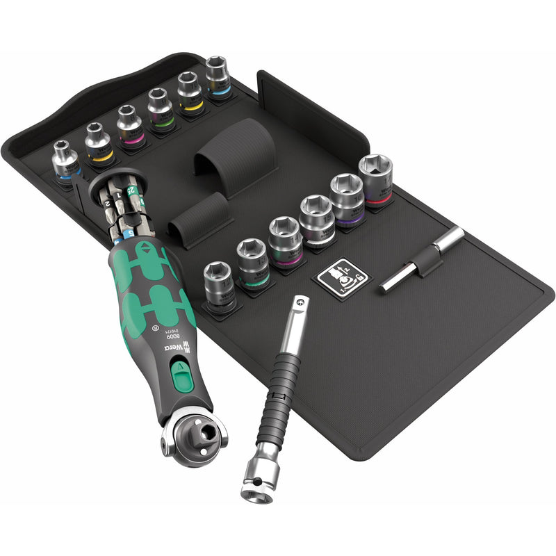 Afbeelding laden in galerijviewer, Wera 8009 zyklop pocket set 3 bitset (zwart groen, 27‑delig)
