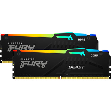 Kingston fury beast rgb 32 gb ddr5-5200 (2x 16 gb) werkgeheugen (zwart, kf552c40bbak2-32, xmp 3.0)