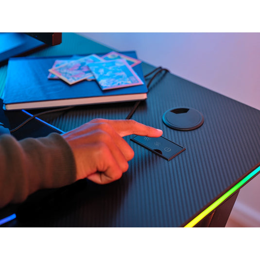 Trust gxt 709 luminus rgb-gamingbureau gaming desk (zwart)
