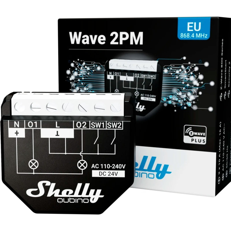 Afbeelding laden in galerijviewer, Shelly qubino wave 2pm relais (zwart, 2-kanaals, z-wave)
