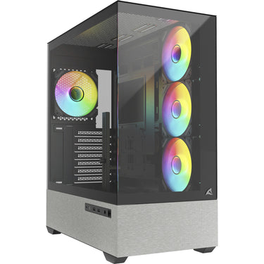 Sharkoon ak7 argb midi tower behuizing (zwart | 2x usb-a | 1x usb-c | rgb | tempered glass)