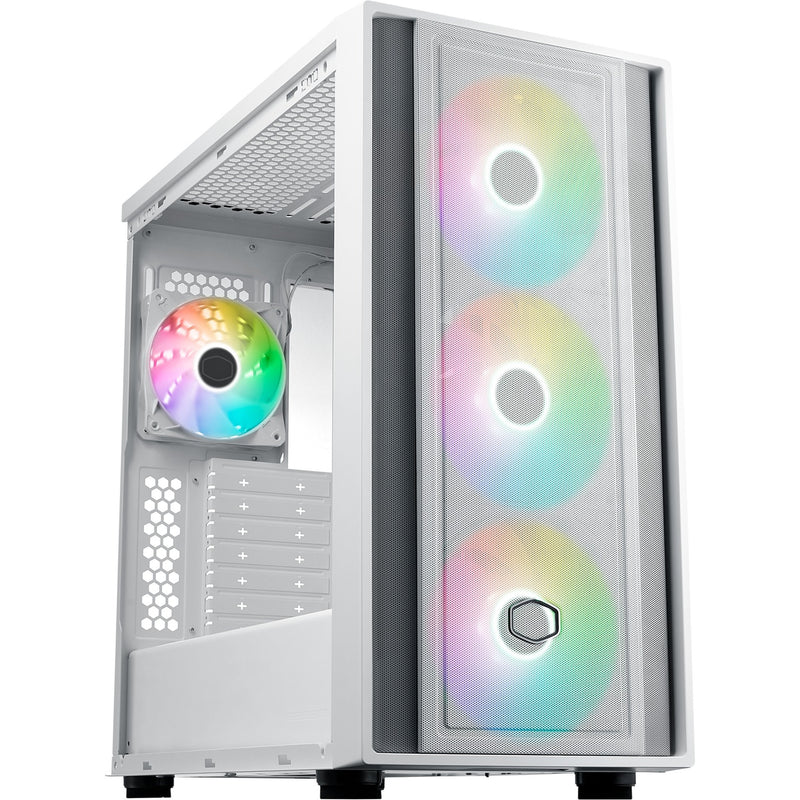 Afbeelding laden in galerijviewer, Cooler master masterbox 600 midi tower behuizing (wit | 2x usb-a | 1x usb-c | rgb | tempered glass)
