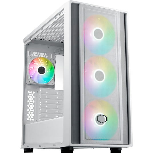 Cooler master masterbox 600 midi tower behuizing (wit | 2x usb-a | 1x usb-c | rgb | tempered glass)