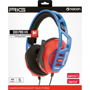 Nacon rig 300 pro hn over-ear gaming headset (rood blauw, nintendo switch, nintendo switch 2, playstation 5, playstation 4, xbox, windows)