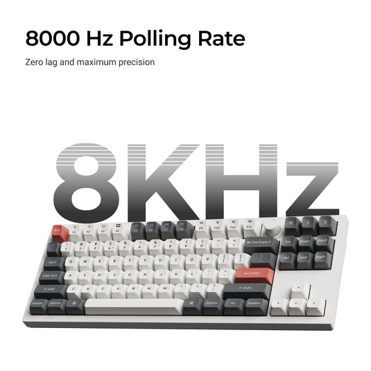 Keychron q3 ultra-m3 8k wireless custom mechanical keyboard (zwart, us lay-out (qwerty), silk pom brown, 80% (tkl), rgb, hot swap, 8k, 2.4 ghz | bluetooth 5.2 | usb-c)