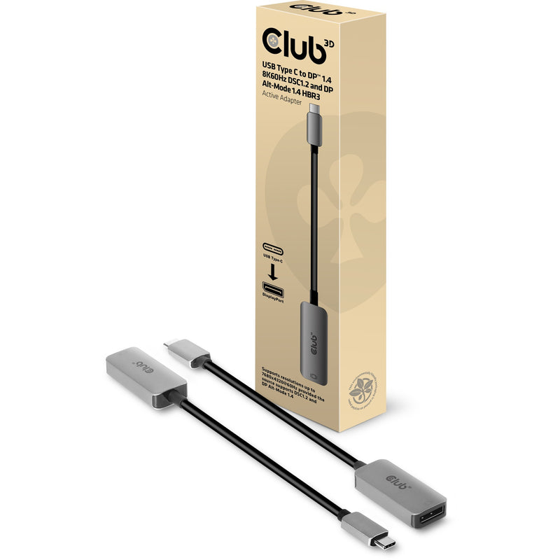 Afbeelding laden in galerijviewer, Club 3d usb-c naar displayport 1.4 actieve adapter (grijs)
