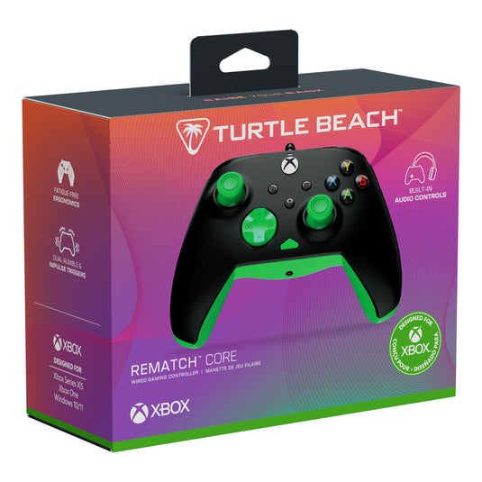 Turtle beach rematch core bedrade controller (zwart groen, xbox serie x|s, xbox one, pc)