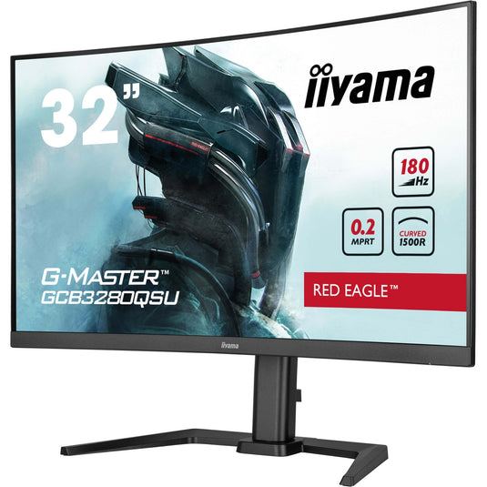 Iiyama g-master red eagle gcb3280qsu-b2 31.5 curved gaming monitor (zwart, 2x hdmi, displayport, 2x usb-a, usb-b, 180 hz)