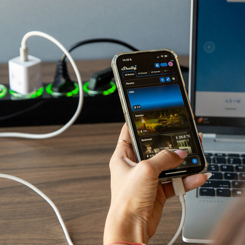 Afbeelding laden in galerijviewer, Shelly power strip gen4 stekkerdoos (zwart, wifi, bluetooth, zigbee)
