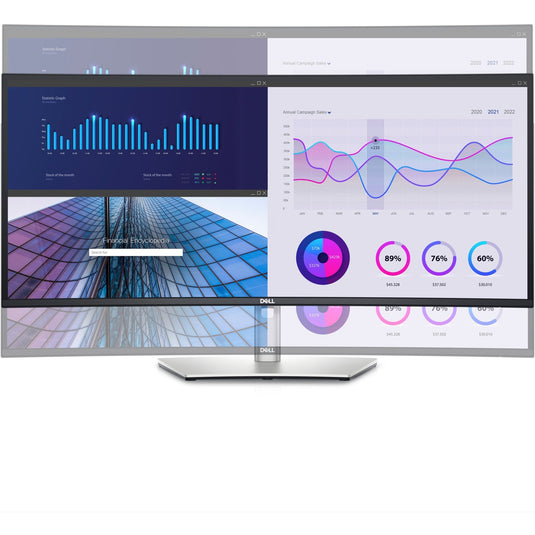 Dell u3423we 34 curved ultrawide monitor (zilver zwart, 2x hdmi, displayport, usb-a 3.2, usb-c 3.2)
