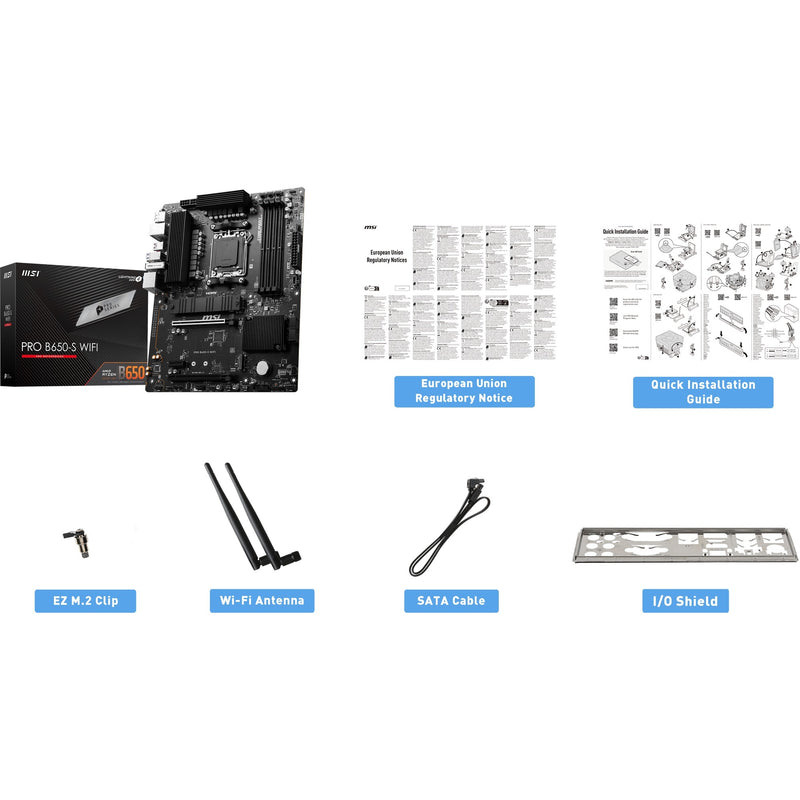 Afbeelding laden in galerijviewer, Msi pro b650-s wifi socket am5 moederbord (zwart, raid, 2.5 gbe-lan, wi-fi 6e, bt, sound, atx)
