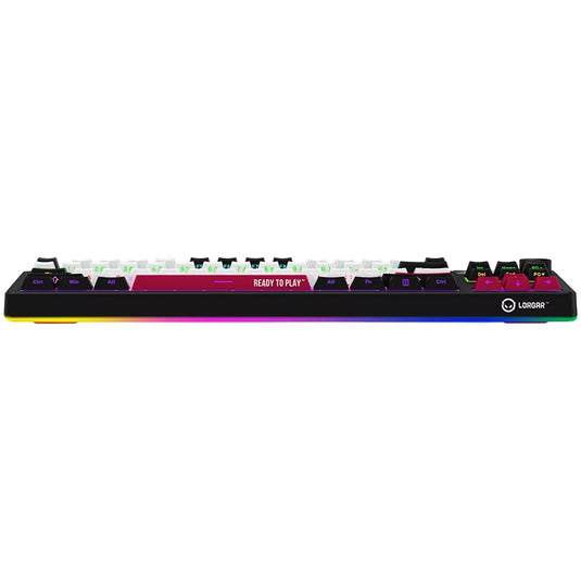 Lorgar kbp70tklw rgb mechanisch gaming toetsenbord (zwart, us lay-out (qwerty), logar toxic purple, 80% (tkl), rgb, hot-swappable, pbt double-shot, bluetooth | 2.4ghz | usb)