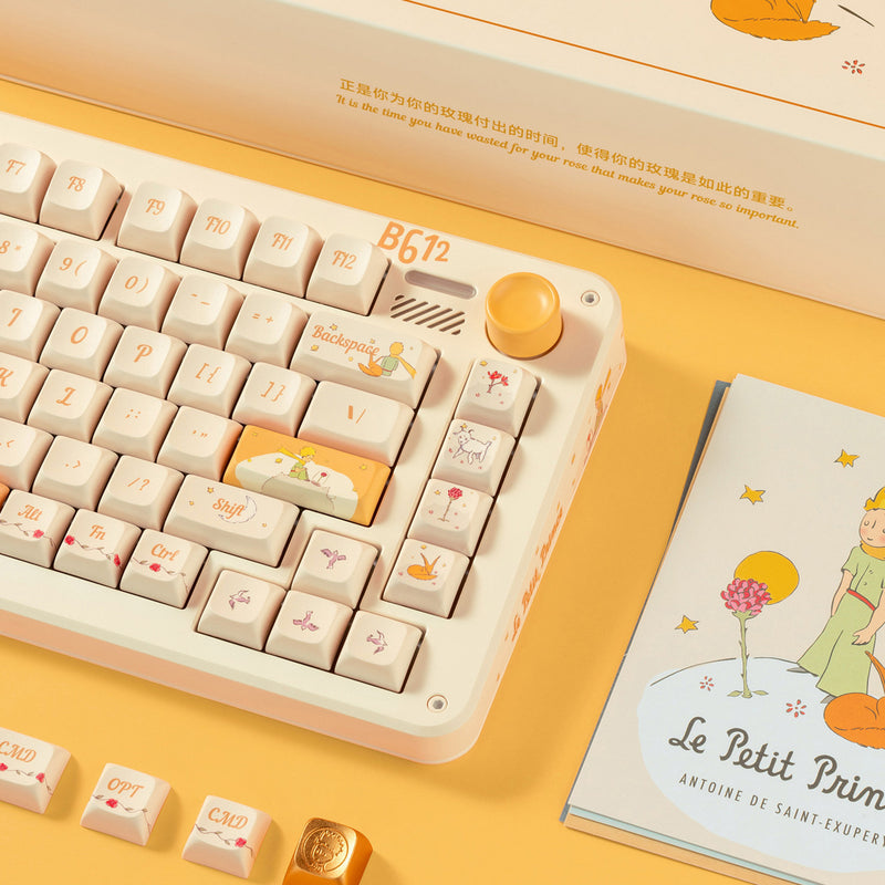 Afbeelding laden in galerijviewer, Iqunix zx75 sunset ponder wireless mechanical keyboard (lichtgeel, us lay-out (qwerty), iqunix little prince, 75%, rgb leds, hot-swappable, double-shot pbt, 2.4ghz | bluetooth 5.1 | usb-c)
