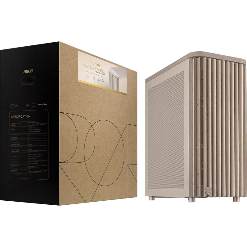 Afbeelding laden in galerijviewer, Asus proart pa401 wood edition - mesh panel midi tower behuizing (beige houtkleur | 2x usb-a | 1x usb-c)
