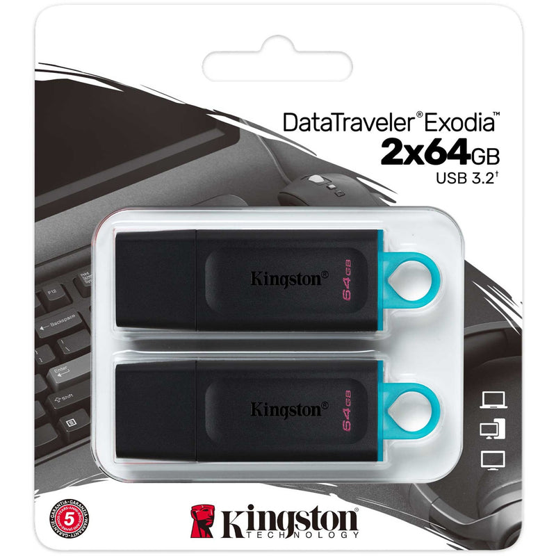 Afbeelding laden in galerijviewer, Usb-stick kingston datatraveler exodia 64 gb turkoois, zwart
