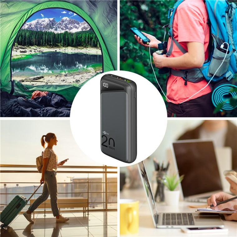 Afbeelding laden in galerijviewer, Goobay quick charge powerbank 20.000 mah - 74 wh (zwart, usb-c pd, qc 3.0)
