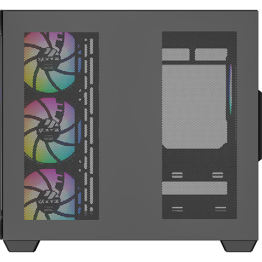 Xyz pc gear tesseract x midi tower behuizing (zwart | 2x usb-a | 1x usb-c | tempered glass)