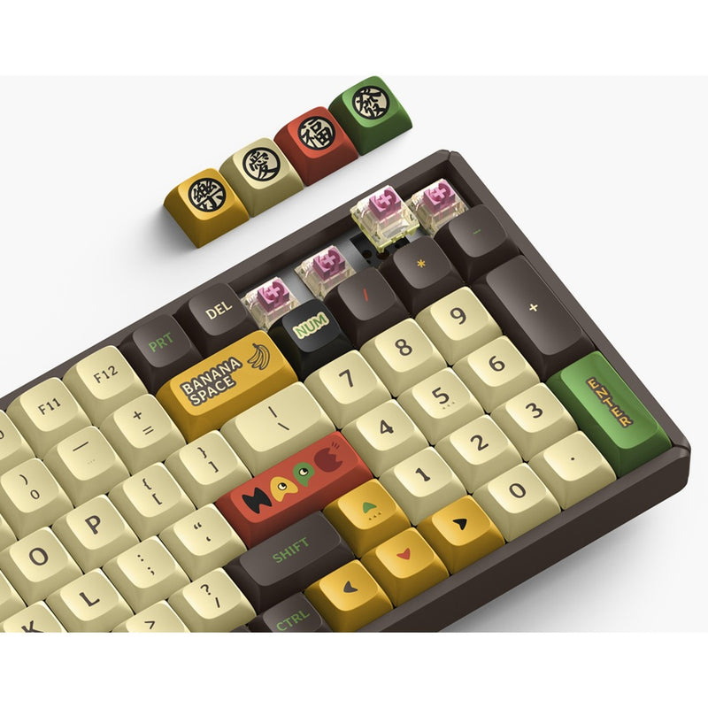 Afbeelding laden in galerijviewer, Iqunix f97 happy ape wireless mechanical keyboard (bruin, us lay-out (qwerty), ttc holy panda, 96%, rgb leds, hot-swappable, pbt, 2.4ghz | bluetooth 5.1 | usb-c)
