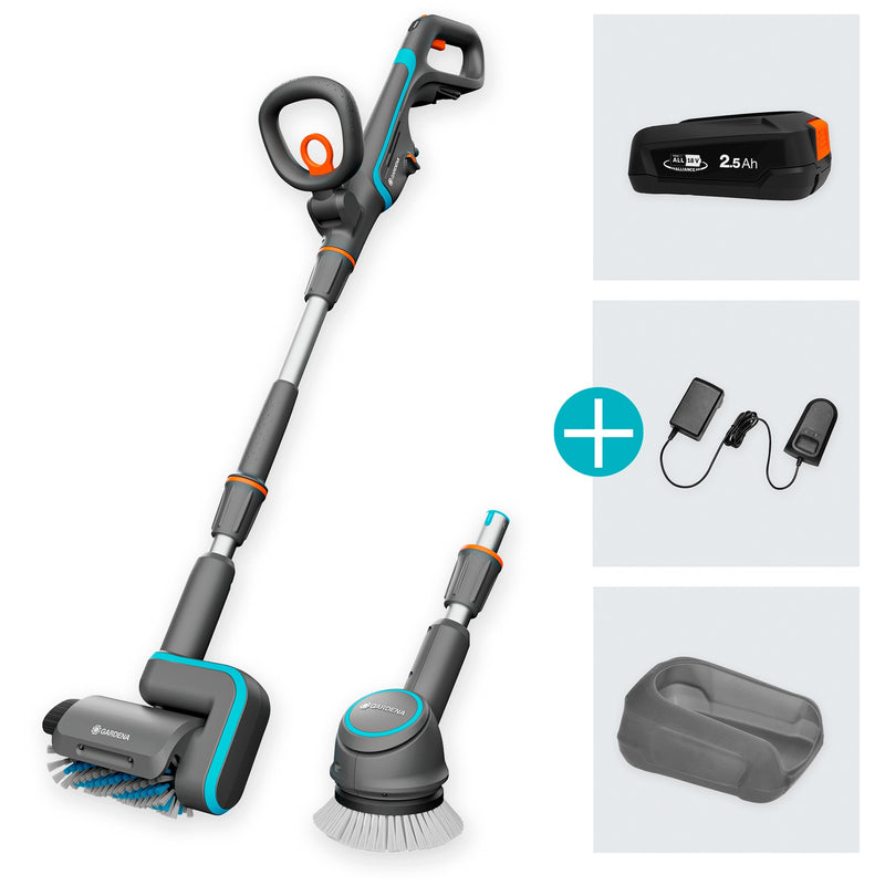Afbeelding laden in galerijviewer, Gardena aquabrush universal set - accu terrasreiniger - multireiniger - 18v
