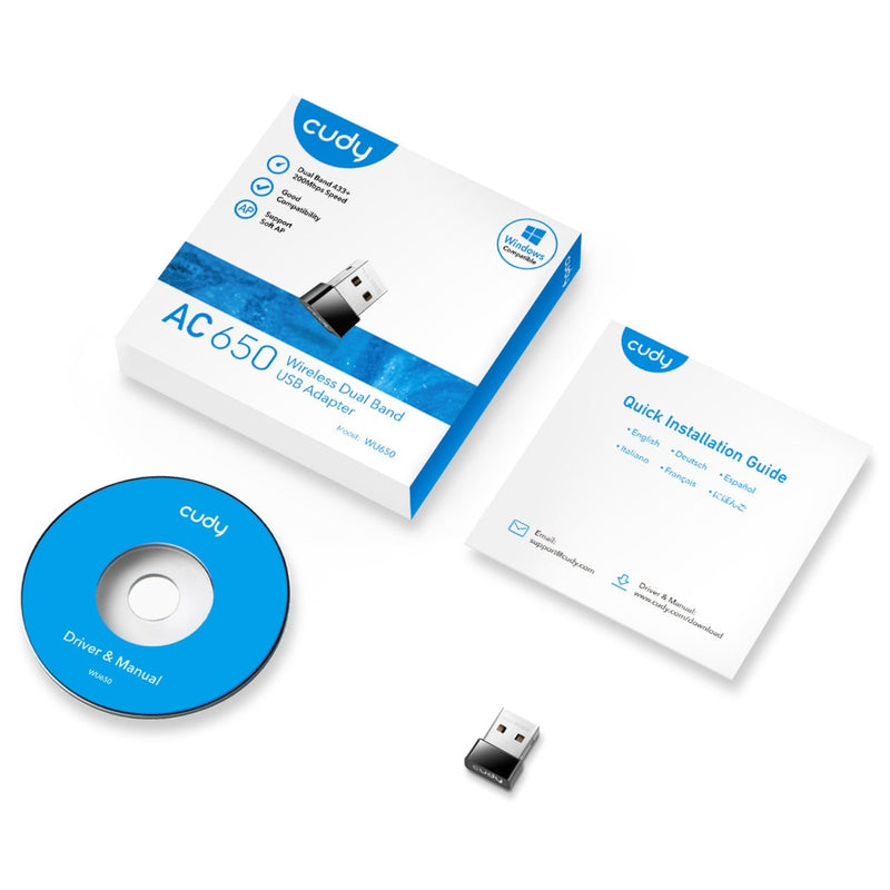 Afbeelding laden in galerijviewer, Cudy ac650 wireless dual band mini usb wlan adapter (zwart)
