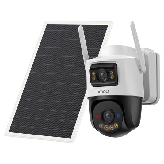 Imou aov dual lens 5mp+5mp buitencamera (wit, 3k, 4g lte, wifi 6, solar panel)