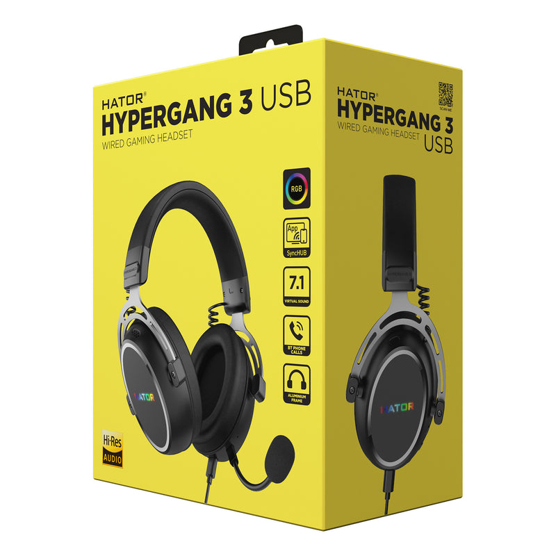 Afbeelding laden in galerijviewer, Hator hypergang 3 usb over-ear gaming headset (zwart, rgb, 7.1 virtual surround, usb bluetooth)
