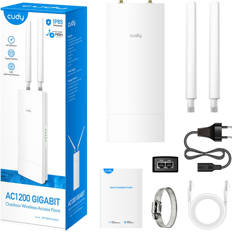 Afbeelding laden in galerijviewer, Cudy ap1300 ac1200 wifi gigabit outdoor access point (wit, poe)
