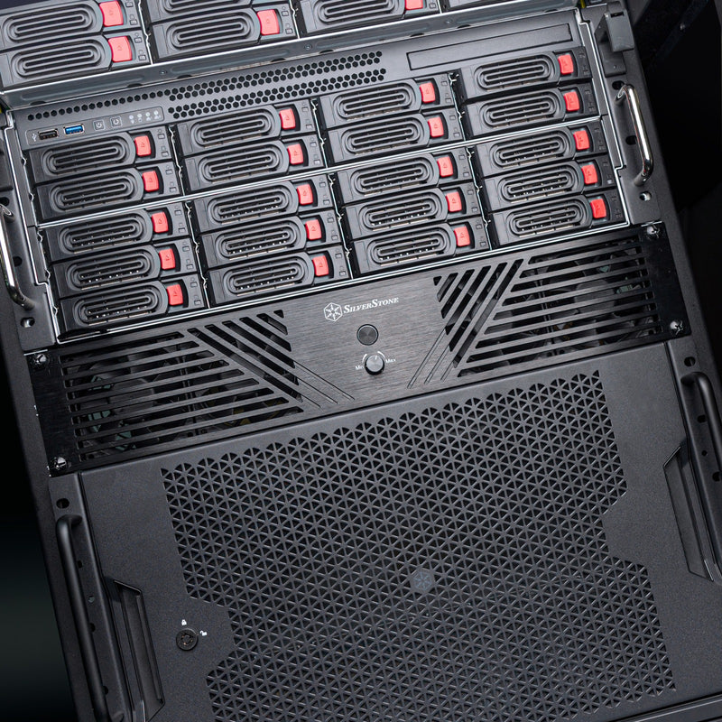 Afbeelding laden in galerijviewer, Silverstone rcp2b-480 case fans (zwart, 4 stuks, 80 x 80 x 25 mm, 2u externe fan module)
