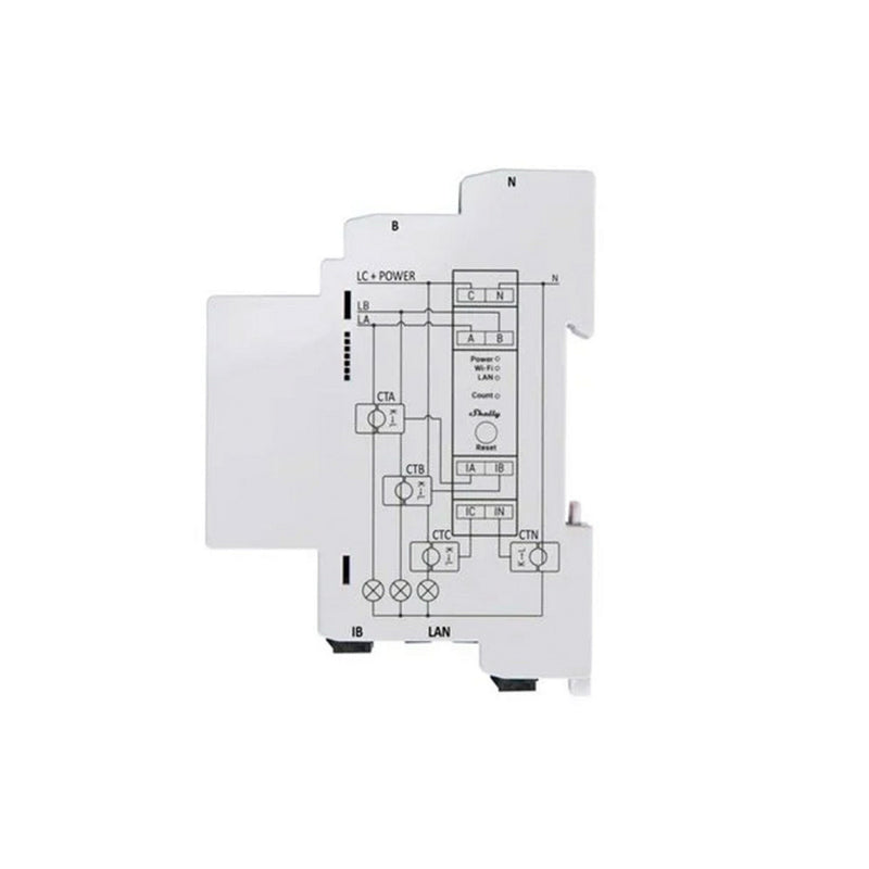 Afbeelding laden in galerijviewer, Shelly pro 3em-120a v2 meetapparaat (wit, lan, wifi, bluetooth)
