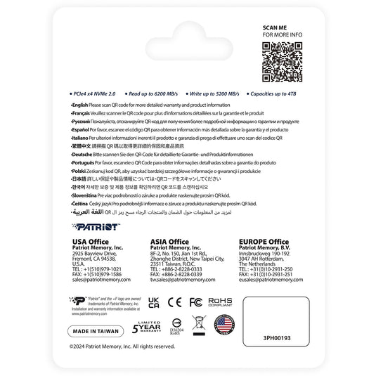 Patriot p400 v4 4 tb ssd (p400vp4tbm28h, pcie 4.0 x4, nvme 2.0, m.2 2280)
