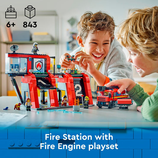 Lego city - brandweerkazerne en brandweerauto constructiespeelgoed (60414)