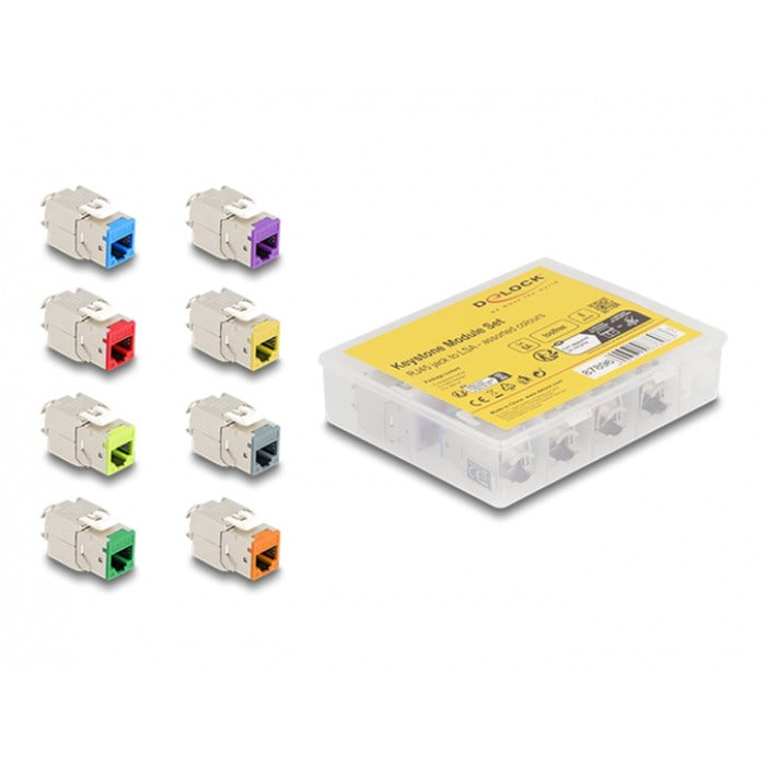 Afbeelding laden in galerijviewer, Delock rj45 jack naar lsa cat 6a toolfree keystone module (meerkleurig, 8 stuks)
