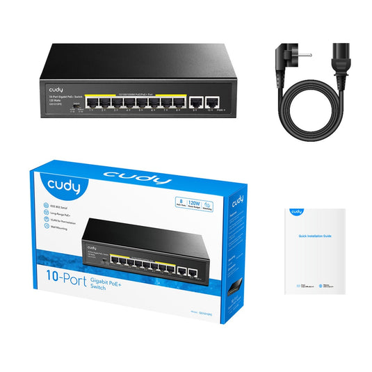 Cudy 8-gbe poe+ switch with 2 uplink gbe (zwart)