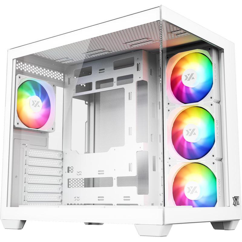 Afbeelding laden in galerijviewer, Xyz pc gear tesseract x midi tower behuizing (wit | 2x usb-a | 1x usb-c | tempered glass)
