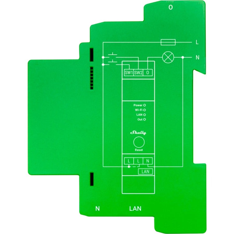 Afbeelding laden in galerijviewer, Shelly pro dimmer 1pm relais (groen, 1-kanaals, wifi, lan, bluetooth)
