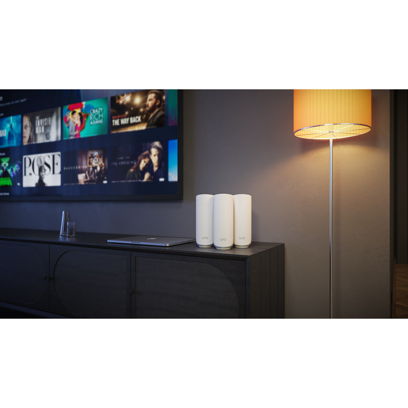 Afbeelding laden in galerijviewer, Netgear orbi 370 wifi mesh systeem, dual-band wifi 7-mesh systeem, 3 stuks mesh router (wit, 1x orbi wifi 7-router (rbe371), 2x orbi wifi 7-satellieten (rbe370))
