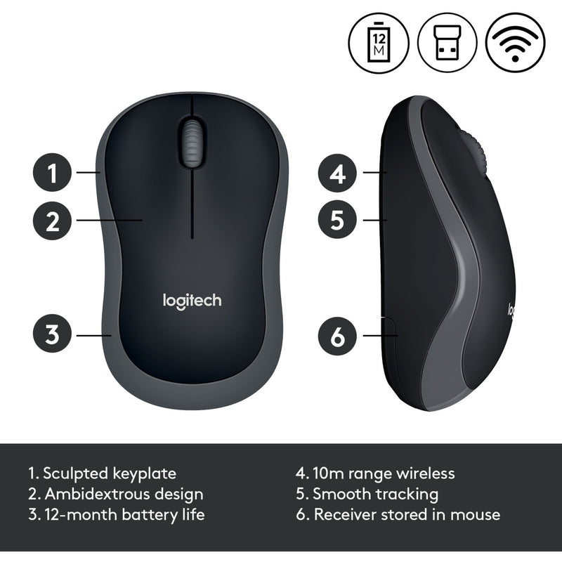 Afbeelding laden in galerijviewer, Muis logitech m185 grijs, zwart
